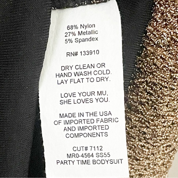 NWOT SHOW ME YOUR
MUMU Party Time Bodysuit in Gold Shinny Shine size L - Picture 13 of 13